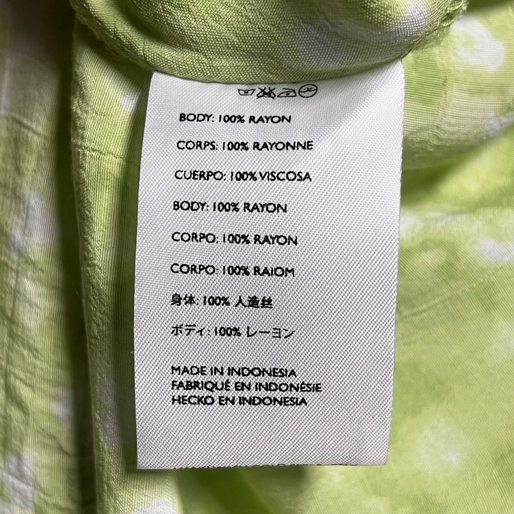 Faithfull The Brand Vittoria Mini Dress Roos Tie Dye Lime Puff Slv Sz 8 - Picture 17 of 17
